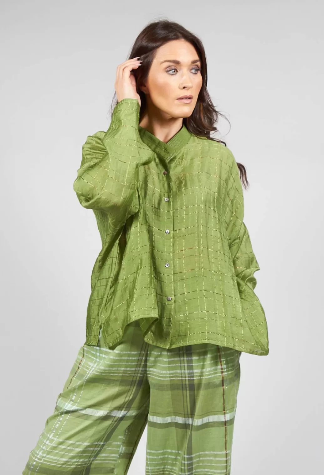 Shirts & Blouses^Traces of Me Aiko G Shirt In Dark Citron Check