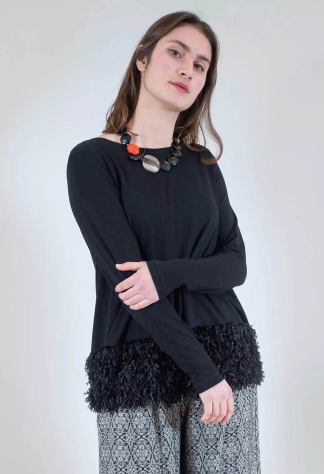 Shirts & Blouses^Xenia Design Bade Top With Textured Trimming In Black