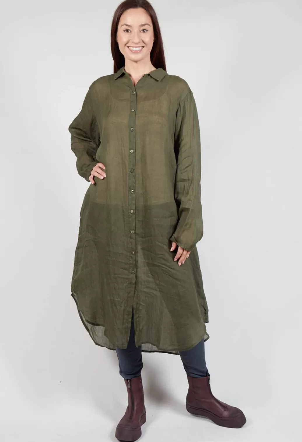 Shirts & Blouses^Privatsachen Bloomai Shirt Dress In Avocado Green