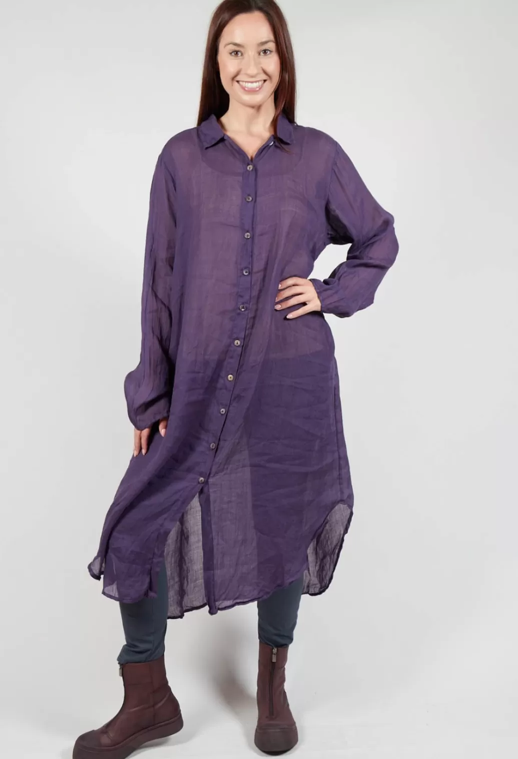 Shirts & Blouses^Privatsachen Bloomai Shirt Dress In Eisenbahn Purple