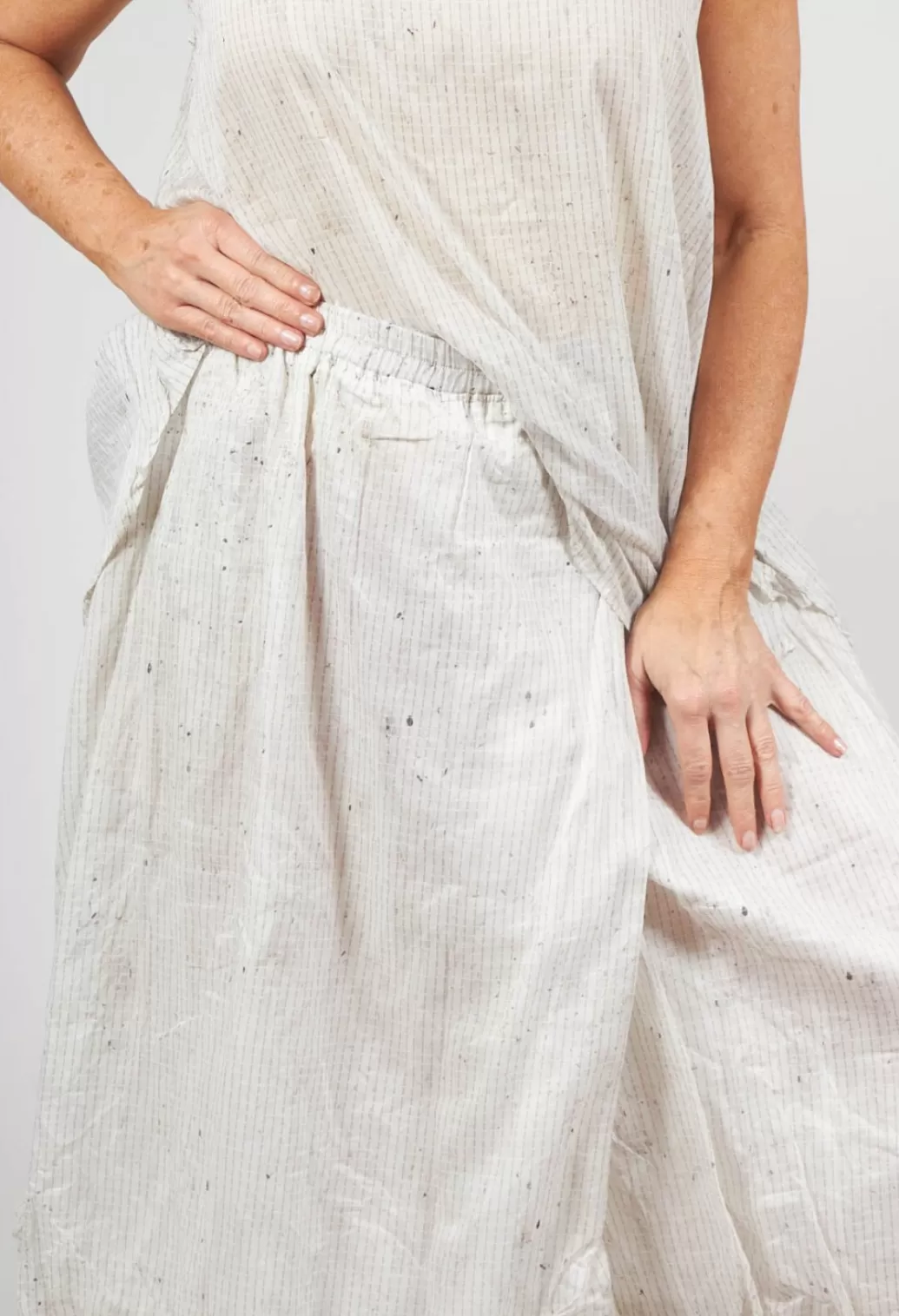 Skirts^Rundholz Black Label Bubble Hem Skirt With Pleat Detail In Landscape Pearl Stripe