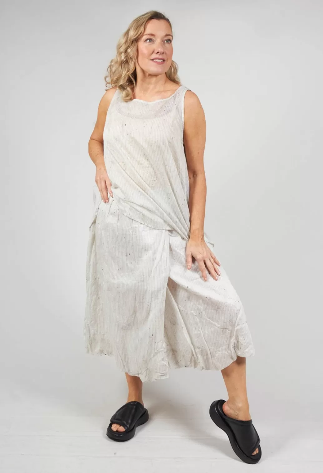 Skirts^Rundholz Black Label Bubble Hem Skirt With Pleat Detail In Landscape Pearl Stripe