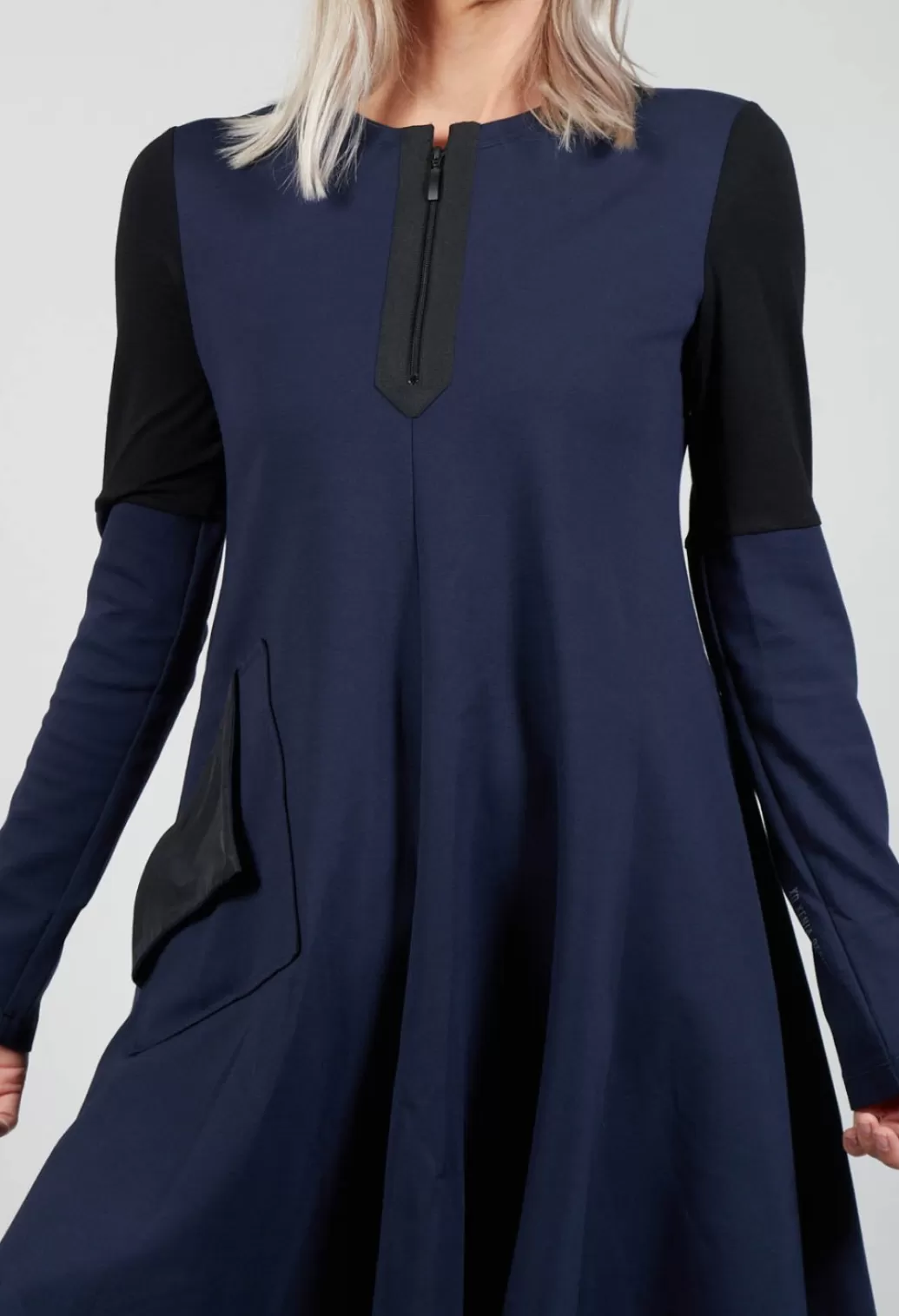 Dresses^Xenia Design Cema Dress With Zip Front In Dark Blue And Black
