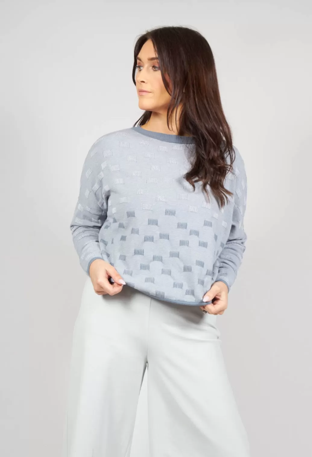Jumpers^Sarah Pacini Cropped Textured Sweater In Baby Blue