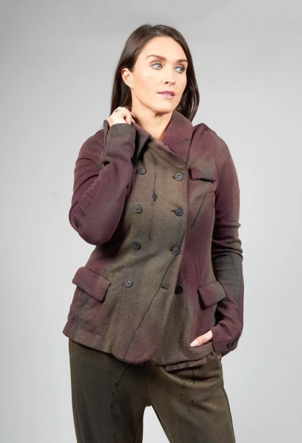 Jackets^Rundholz Mainline Double Breasted Jacket With Pointed Collar In Umbra Paint