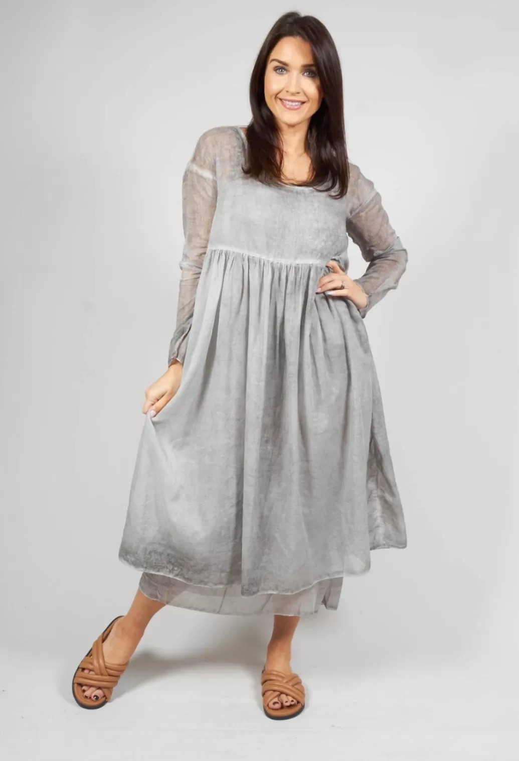 Dresses^Album Di Famiglia Double Dress Cold Dyed In Stone Grey