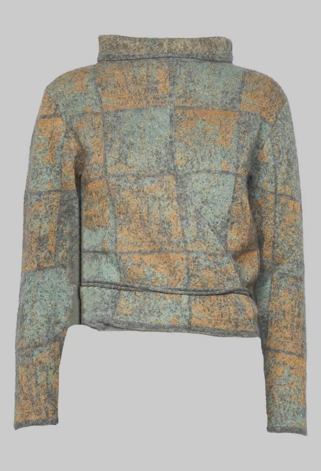 Jumpers^Sarah Pacini High Neck Jumper With Check Design In Grey Multicolour