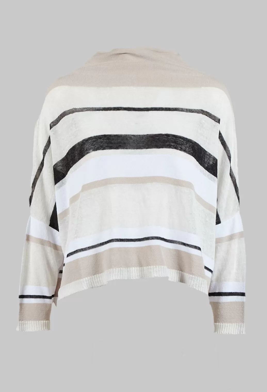 Jumpers^Sarah Pacini High Neck Knitted Top In Beige Stripe