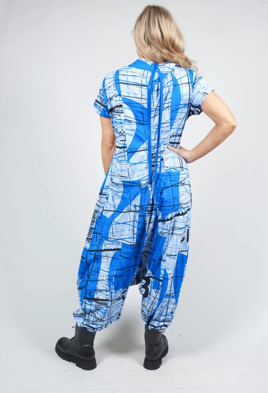 Jumpsuits^Rundholz Black Label Jersey Drop Crotch Jumpsuit With All Over Pattern In Blueberry Print