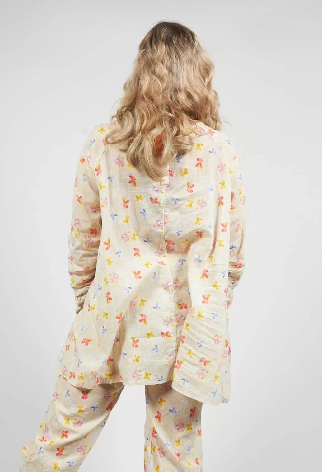 Shirts & Blouses^Ewa I Walla Long Sleeve Blouse With Lace Neckline Detail In Yellow Flower