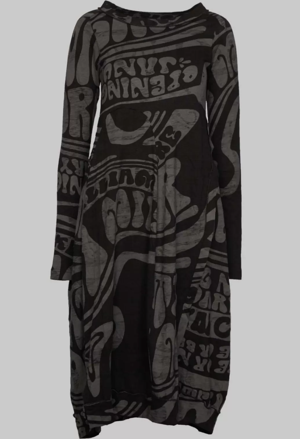 Dresses^Rundholz Black Label Long Sleeve Jersey Dress With Fabric Overlay In Black Print