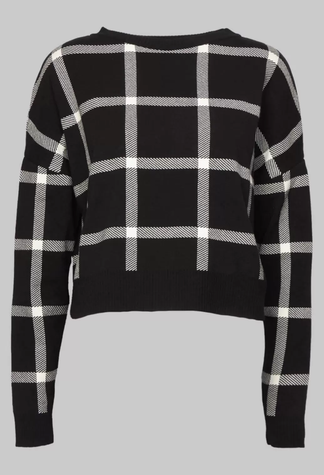 Jumpers^Sarah Pacini Long Sleeve Jumper With Check Design In Black