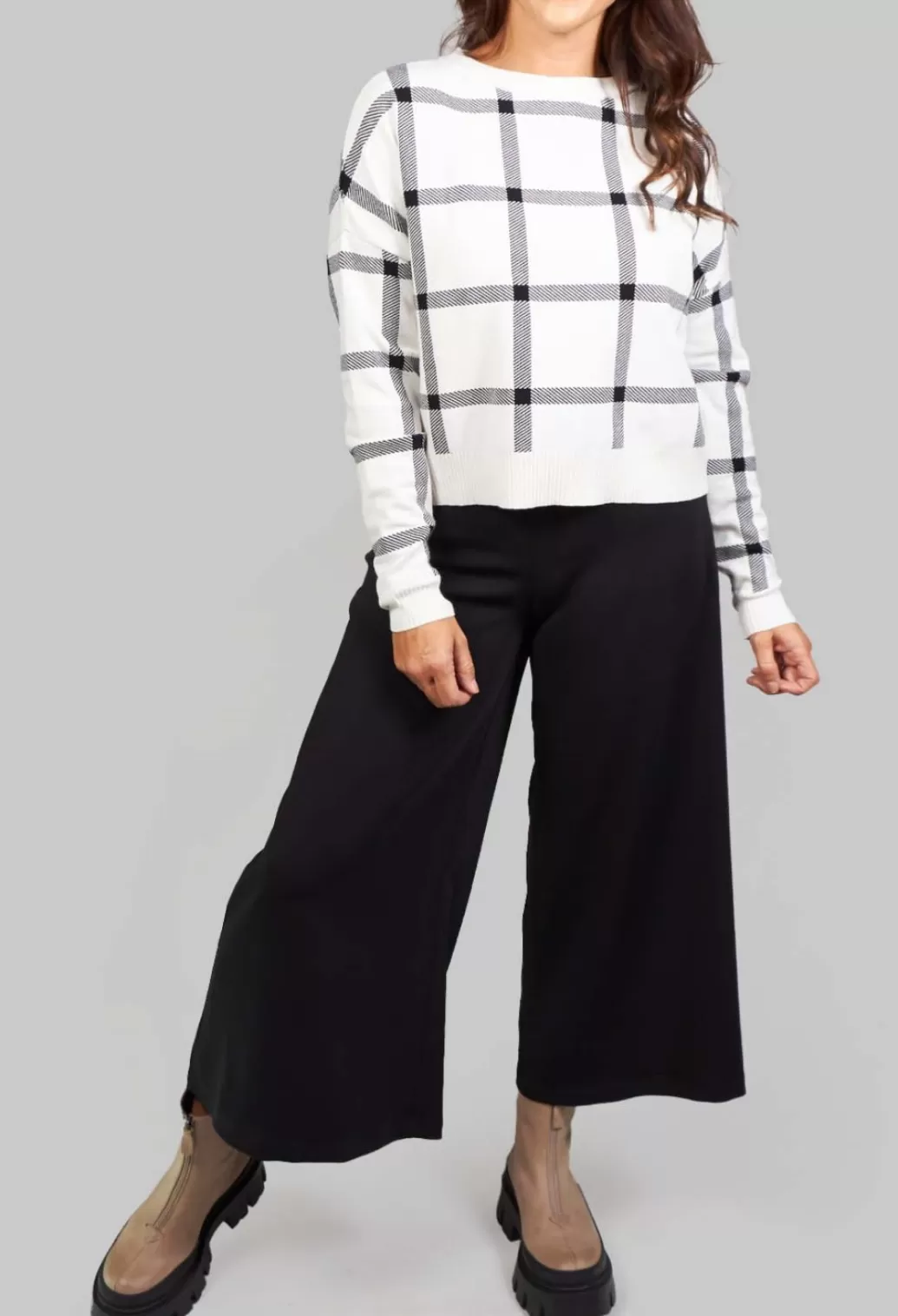 Jumpers^Sarah Pacini Long Sleeve Jumper With Check Design In White