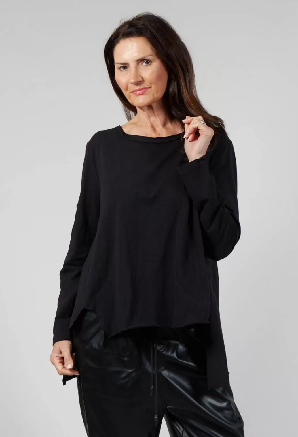 Shirts & Blouses^Pluslavie Long Sleeve Loose Fit Jersey T Shirt In Black