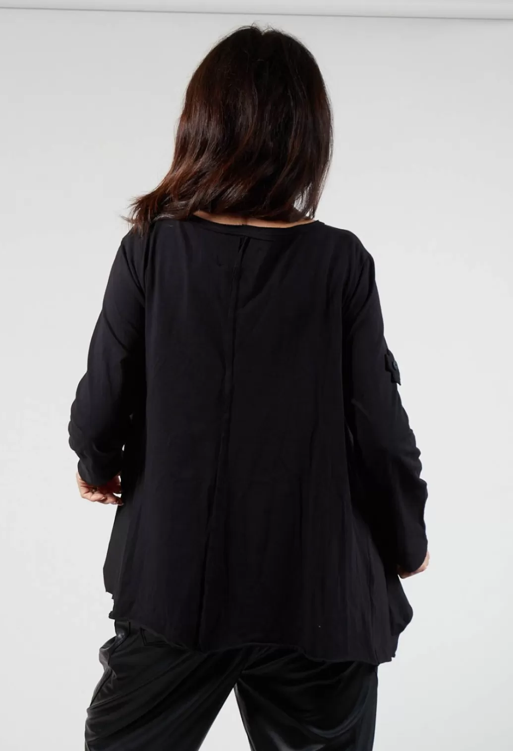 Shirts & Blouses^Pluslavie Long Sleeve Loose Fit Jersey T Shirt In Black