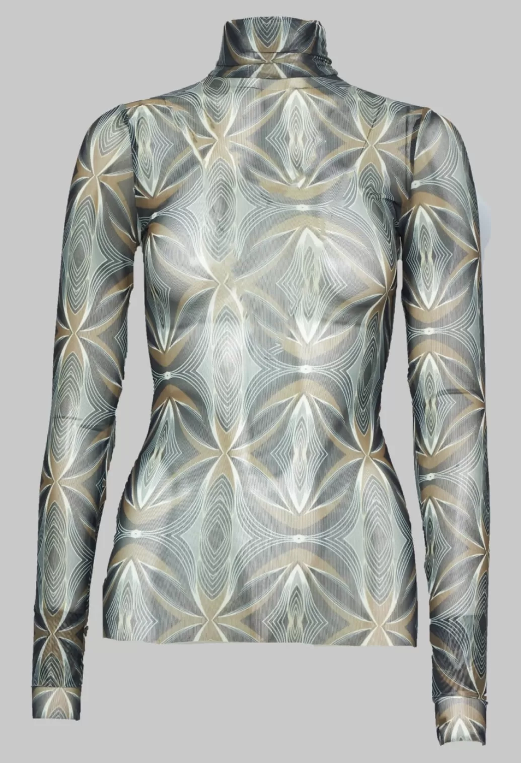 Shirts & Blouses^Xenia Design Long Sleeve Semi Sheer Top With Geometric Print