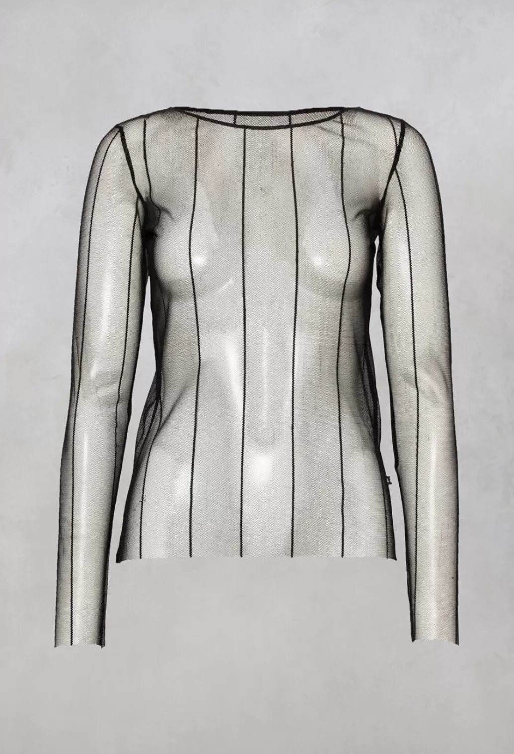 Shirts & Blouses^Xenia Design Long Sleeved Olif Net Top With Round Neck In Black