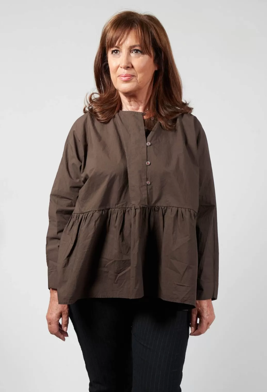 Shirts & Blouses^Hannoh Wessel Long Sleeved Sarah Smock Shirt In Sepia
