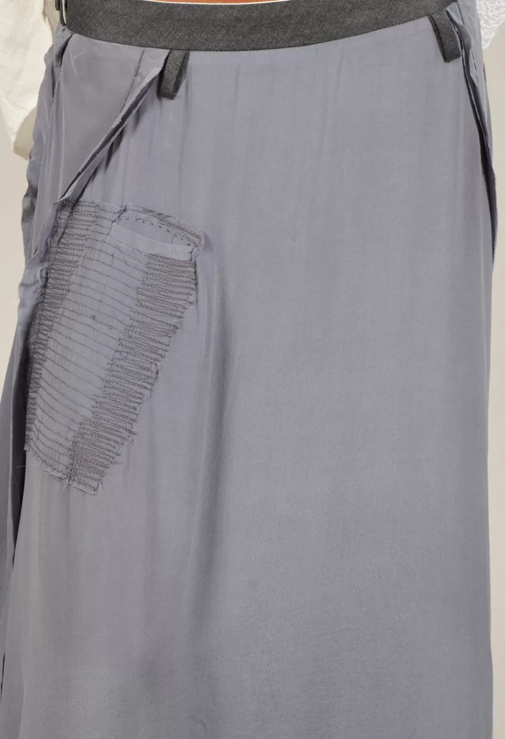 Skirts^Umit Unal Long Washed Silk Skirt With Patch Pocket Detail In Grey