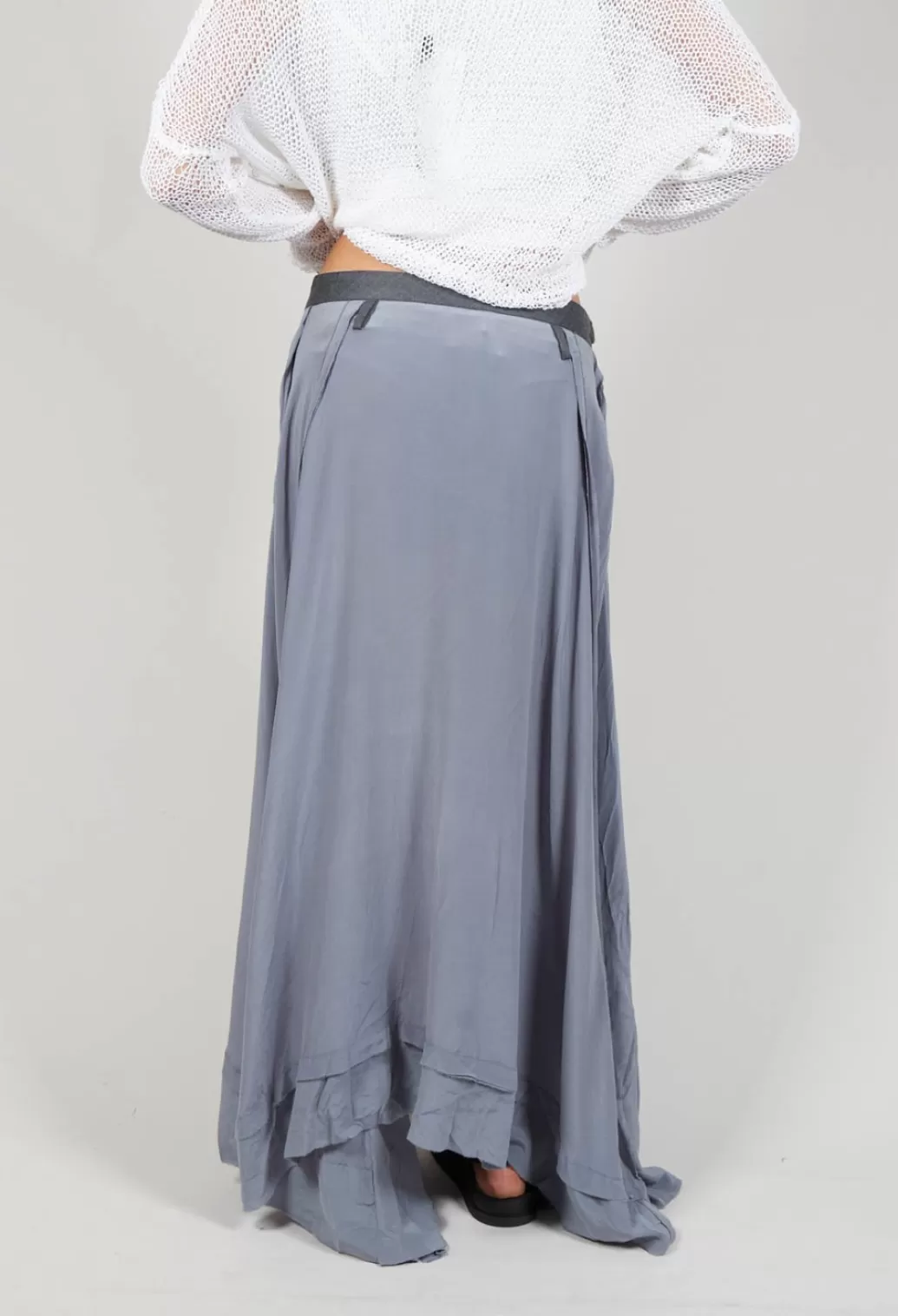 Skirts^Umit Unal Long Washed Silk Skirt With Patch Pocket Detail In Grey