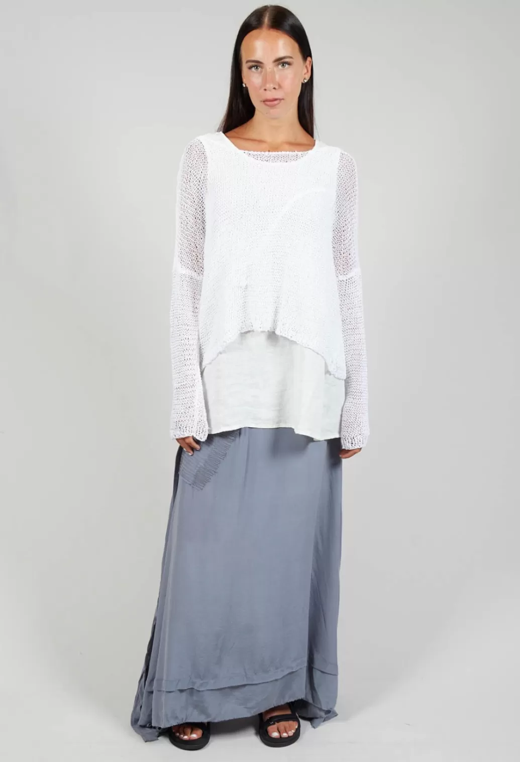 Skirts^Umit Unal Long Washed Silk Skirt With Patch Pocket Detail In Grey