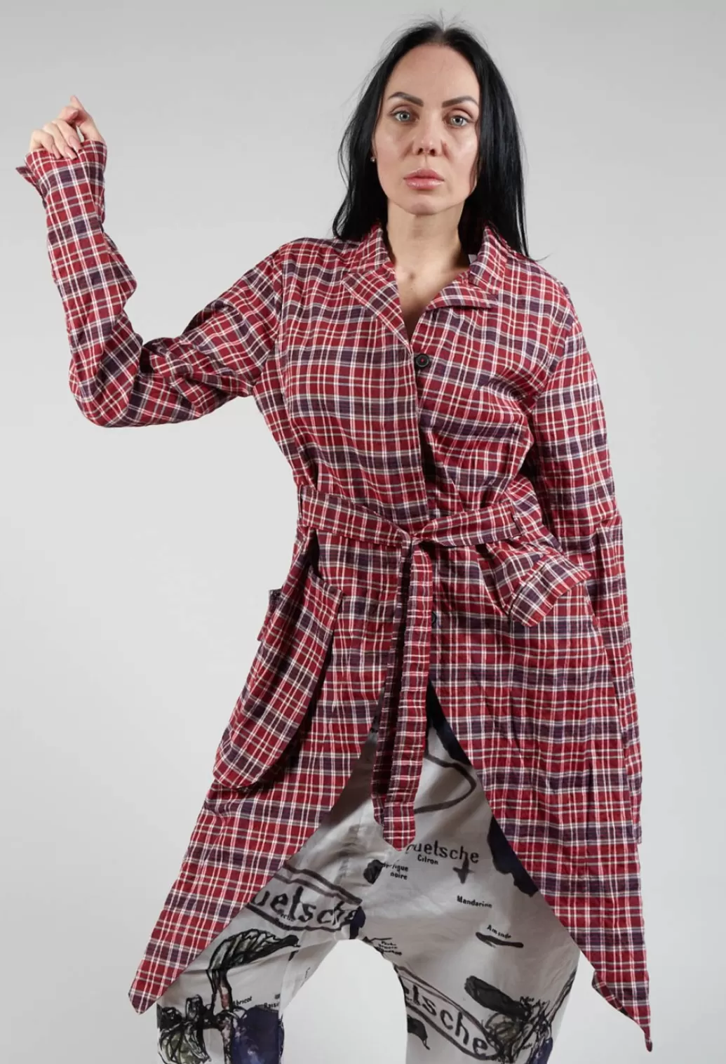 Coats^Rundholz Mainline Longline Belted Coat In Fraise Check