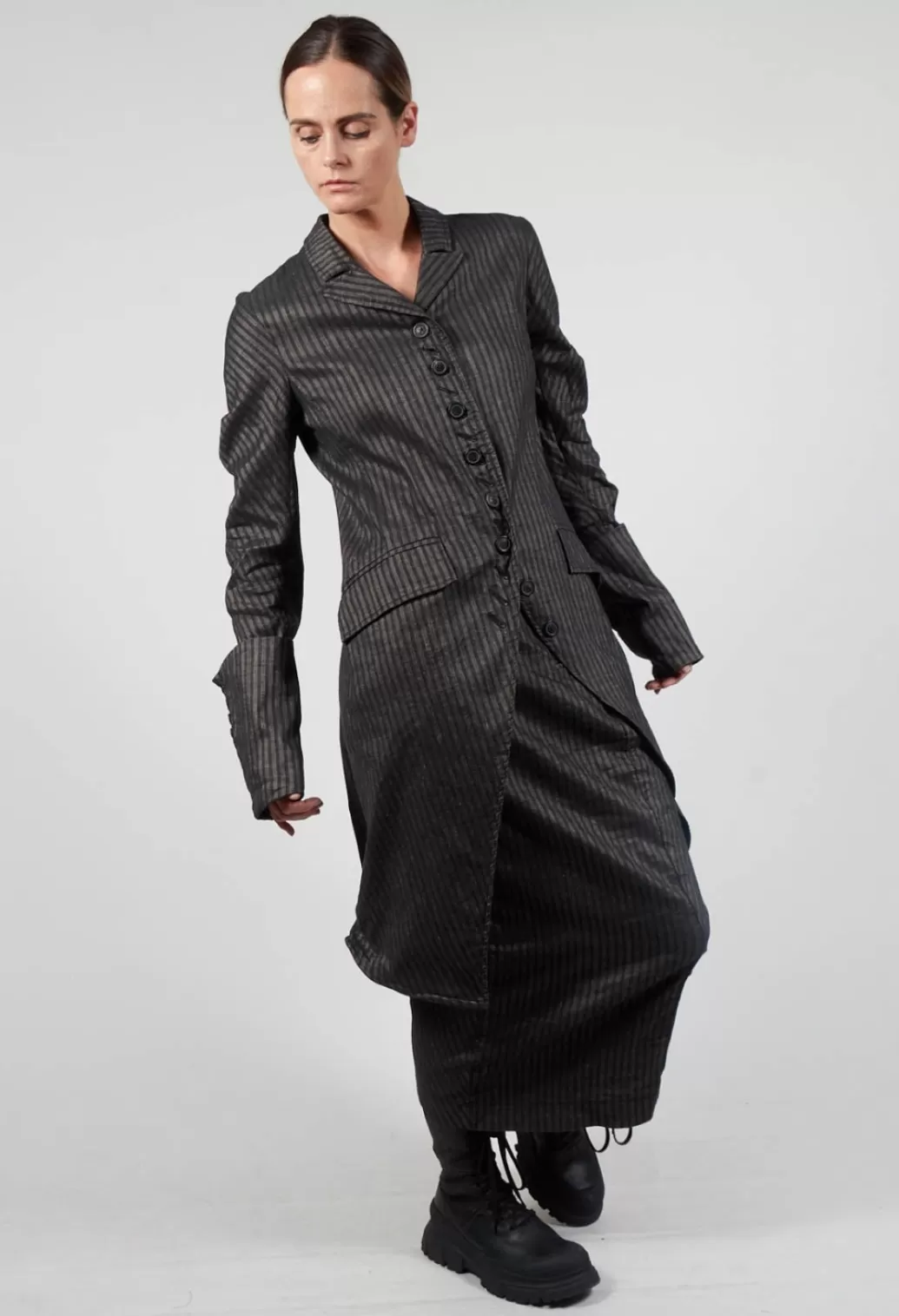 Coats^Rundholz Mainline Longline Coat In Cappuccino Stripe