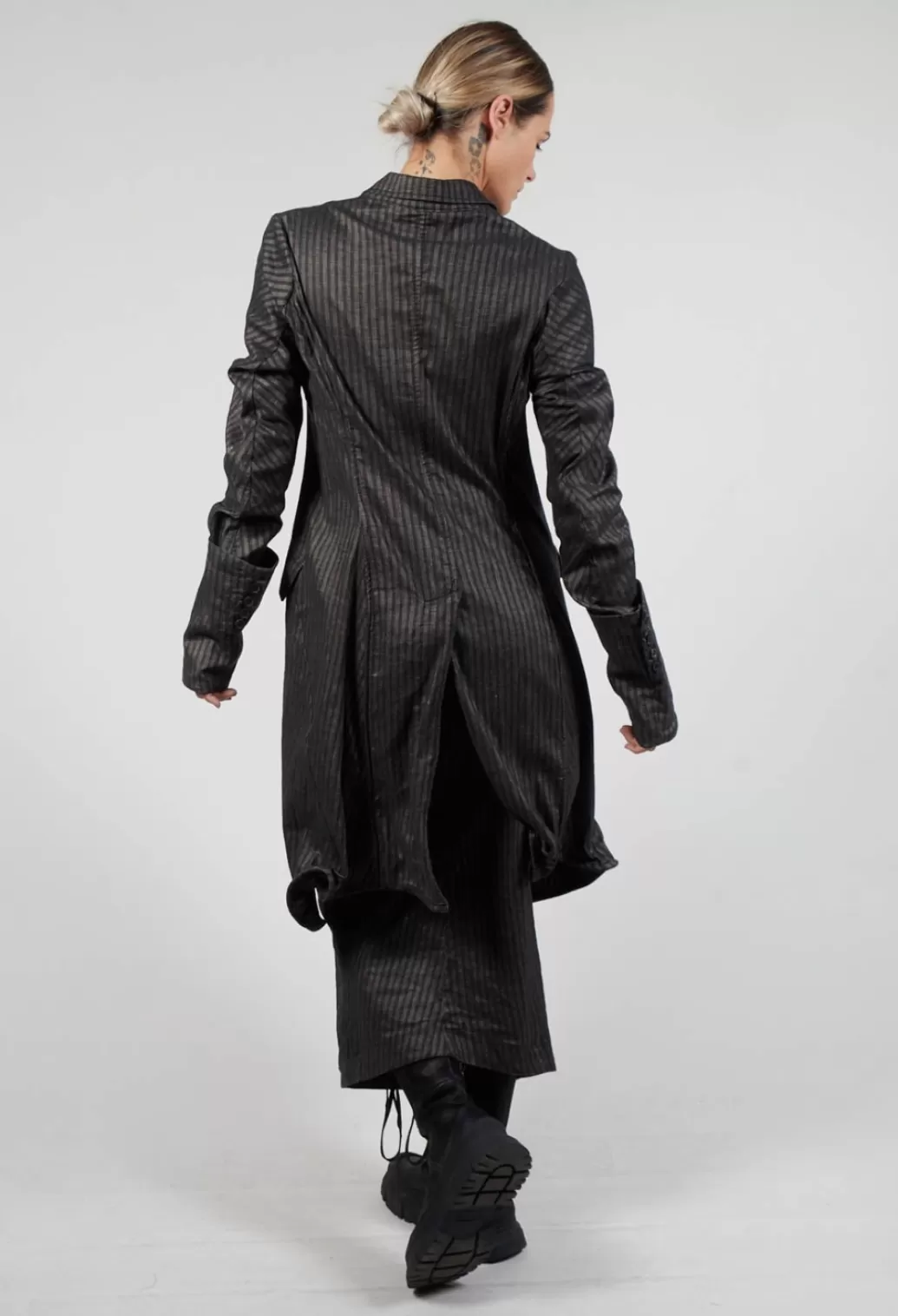Coats^Rundholz Mainline Longline Coat In Cappuccino Stripe