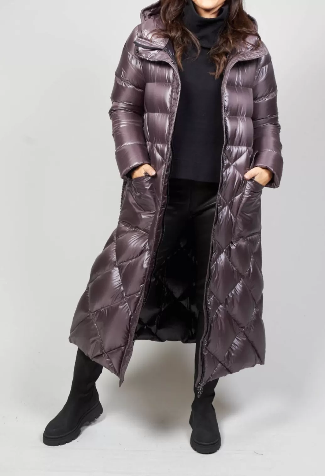 Coats^Beatrice B Longline Puffer Coat In Mud