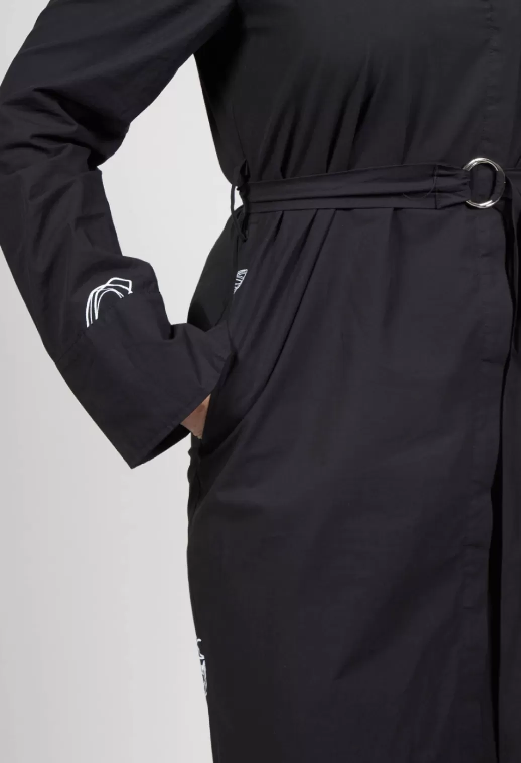 Dresses^Xenia Design Oversized Belted Shirt Dress With Pattern In Black