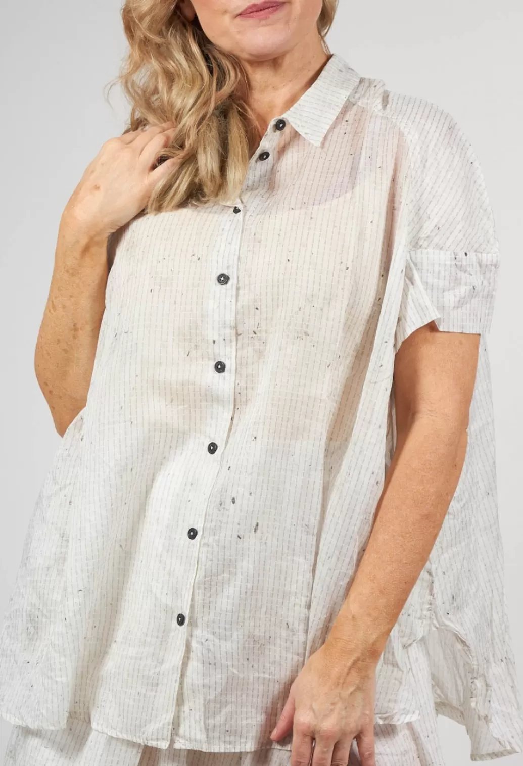 Shirts & Blouses^Rundholz Black Label Oversized Short Sleeved Shirt In Pearl Stripe
