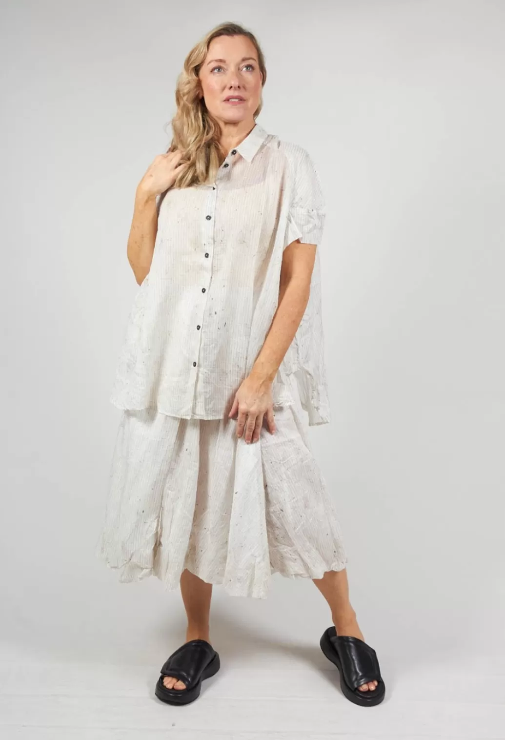 Shirts & Blouses^Rundholz Black Label Oversized Short Sleeved Shirt In Pearl Stripe