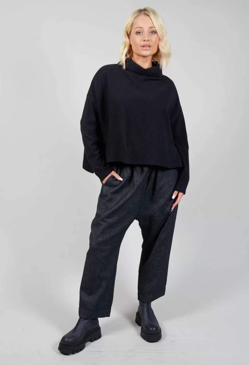 Jumpers^Mes Soeurs & Moi Roll Neck Long Sleeve Jumper In Navy With Black Spots