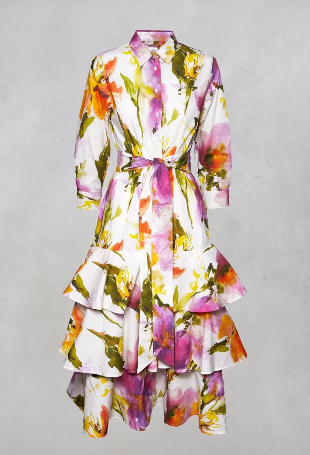 Dresses^Sara Roka Ruffled Maxi Dress In Watercolor Flowers