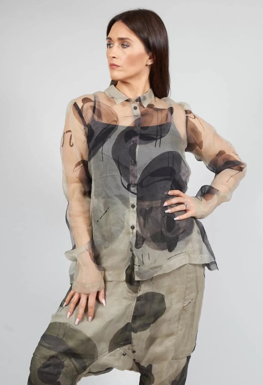 Shirts & Blouses^Rundholz Mainline Sheer Shirt In Ash Print