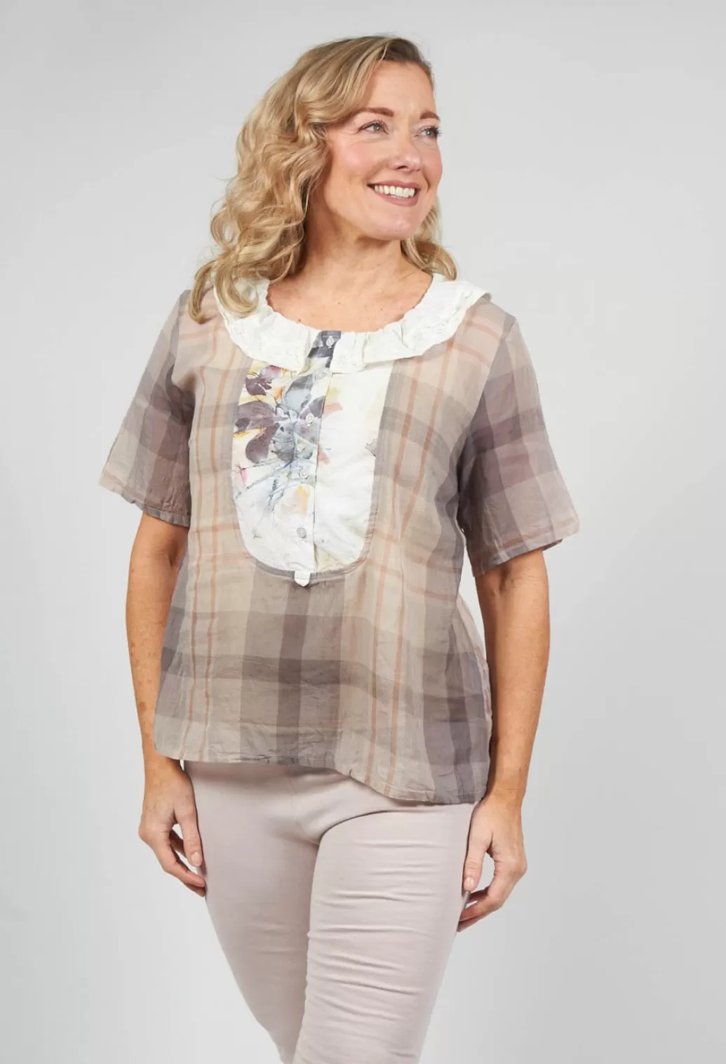 Shirts & Blouses^Ewa I Walla Short Sleeve Shirt With Check Print In Original