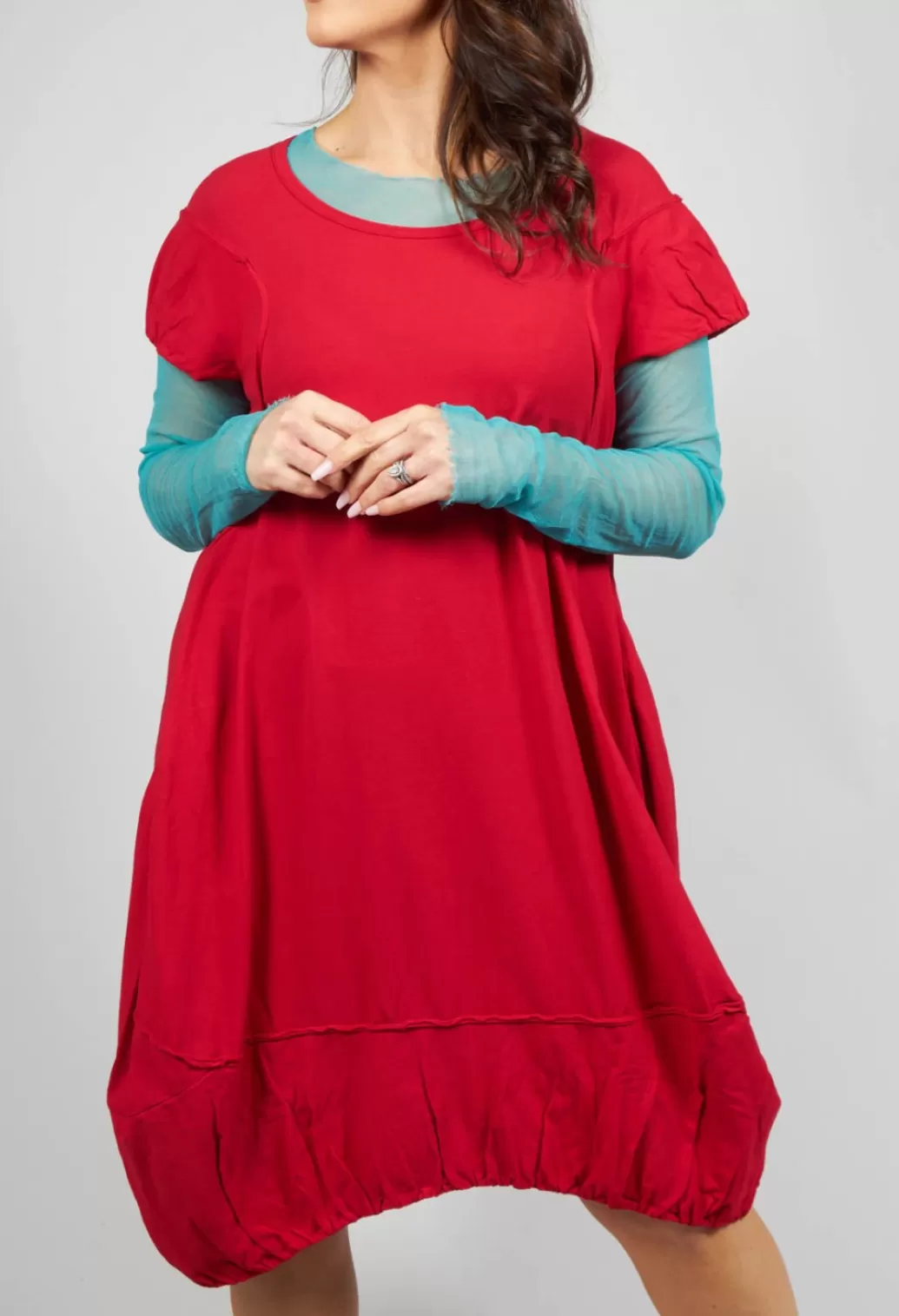 Dresses^Rundholz Dip Short Sleeved Jersey Dress With Gathered Hem In Red