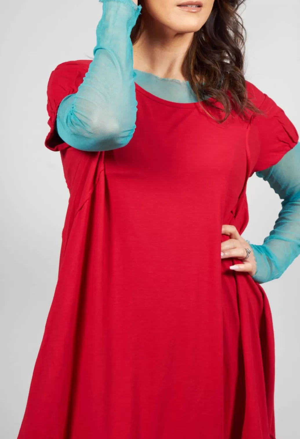 Dresses^Rundholz Dip Short Sleeved Jersey Dress With Gathered Hem In Red