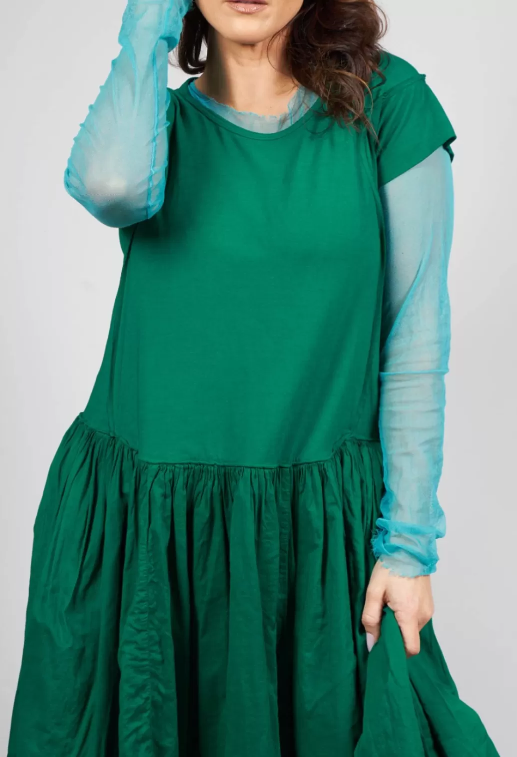 Dresses^Rundholz Dip Short Sleeved Jersey Dress With Gathered Waist In Green