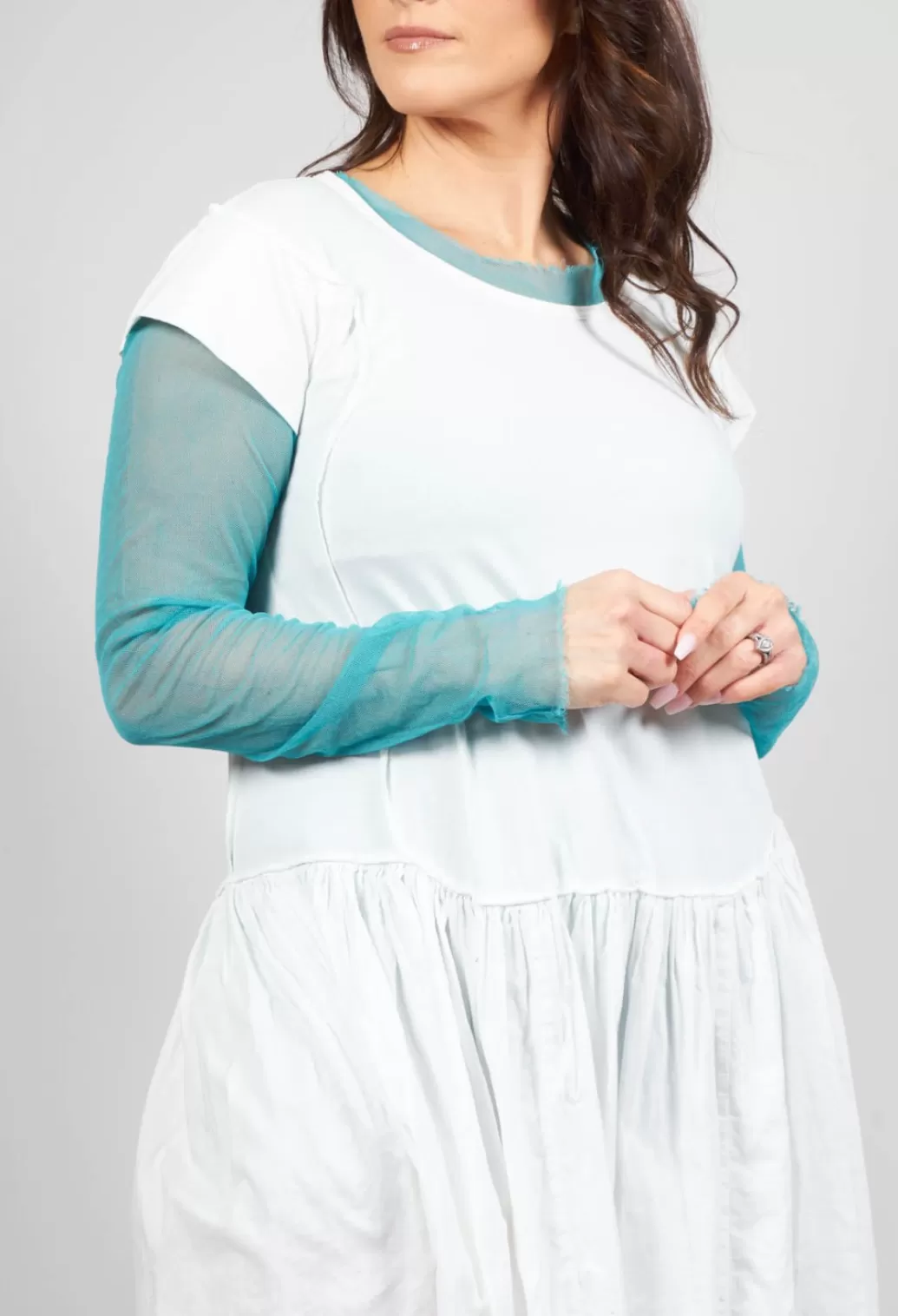 Dresses^Rundholz Dip Short Sleeved Jersey Dress With Gathered Waist In Star White