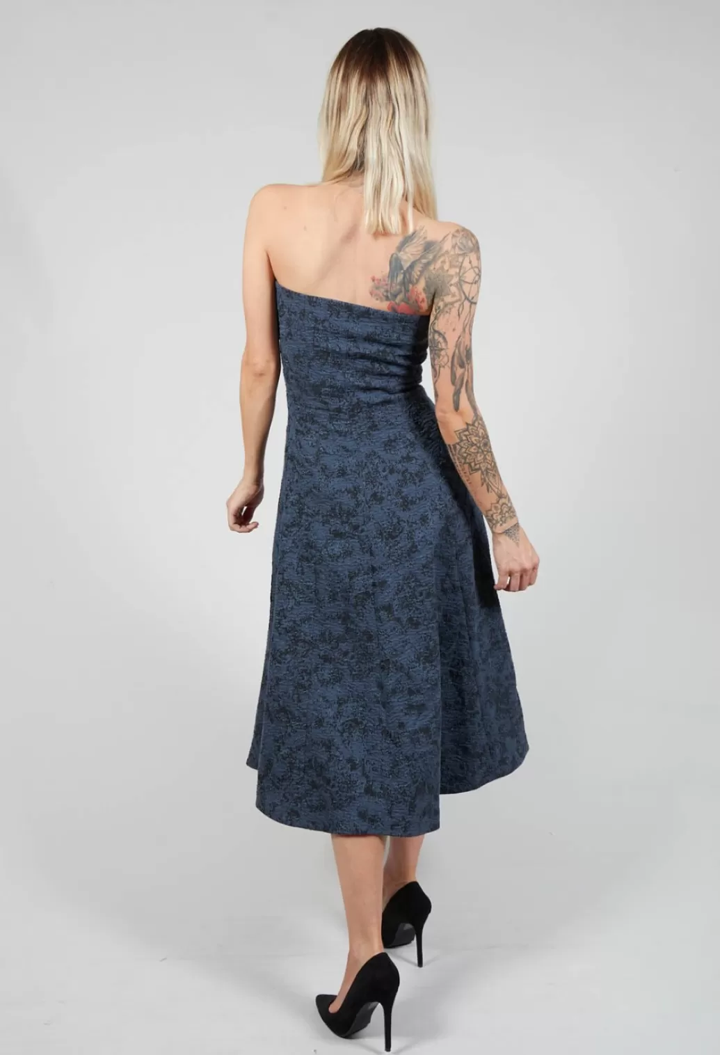 Dresses^Lilith Strapless Dress With Textured Pattern And Flared Skirt In Ink