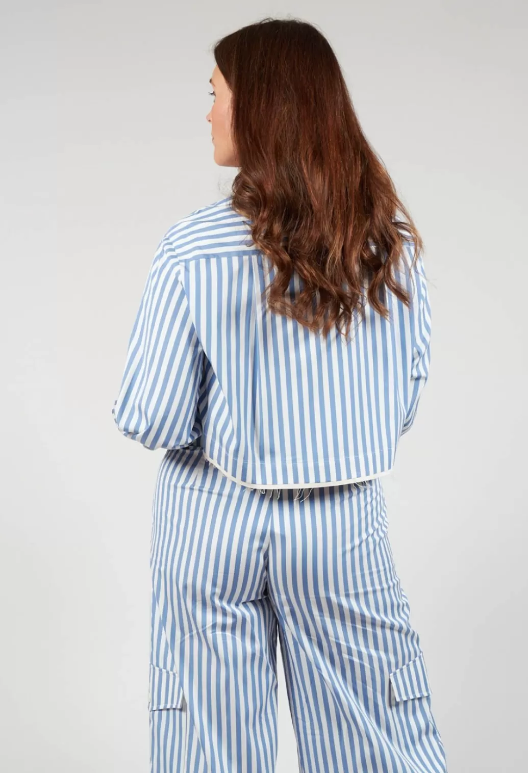 Shirts & Blouses^Beatrice B Striped Cropped Shirt In Hokusai Blue
