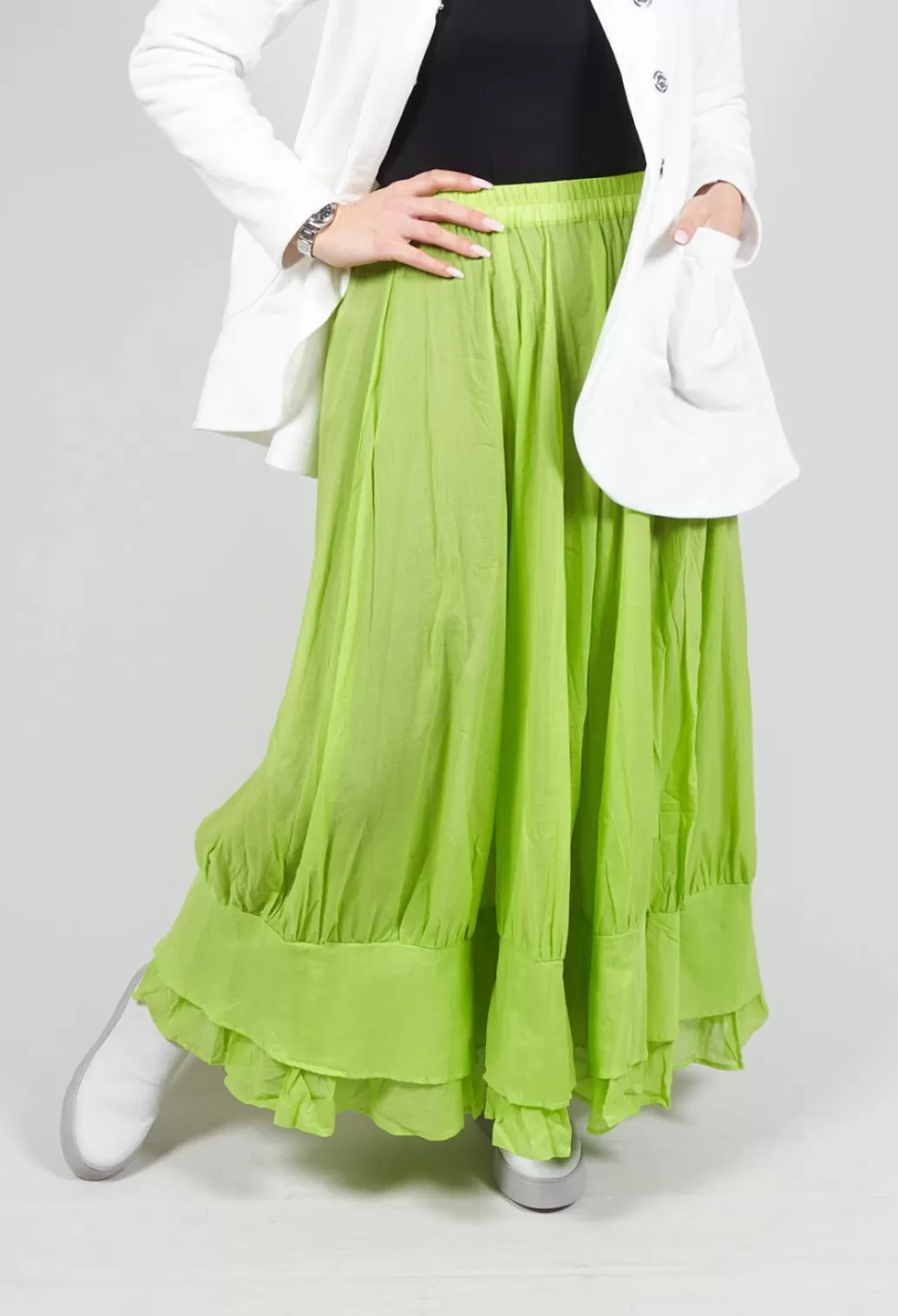Skirts^Bread and Butter Tiered Long Skirt In Electric Green