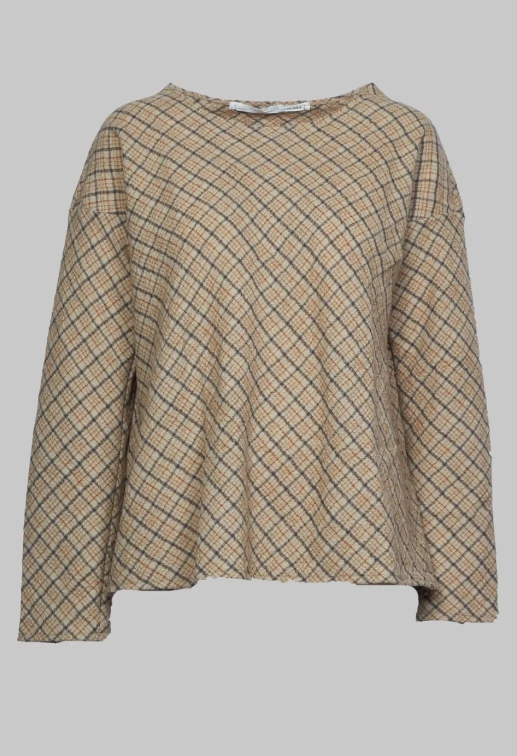 Shirts & Blouses^Album Di Famiglia Top With Tartan Wool In Beige