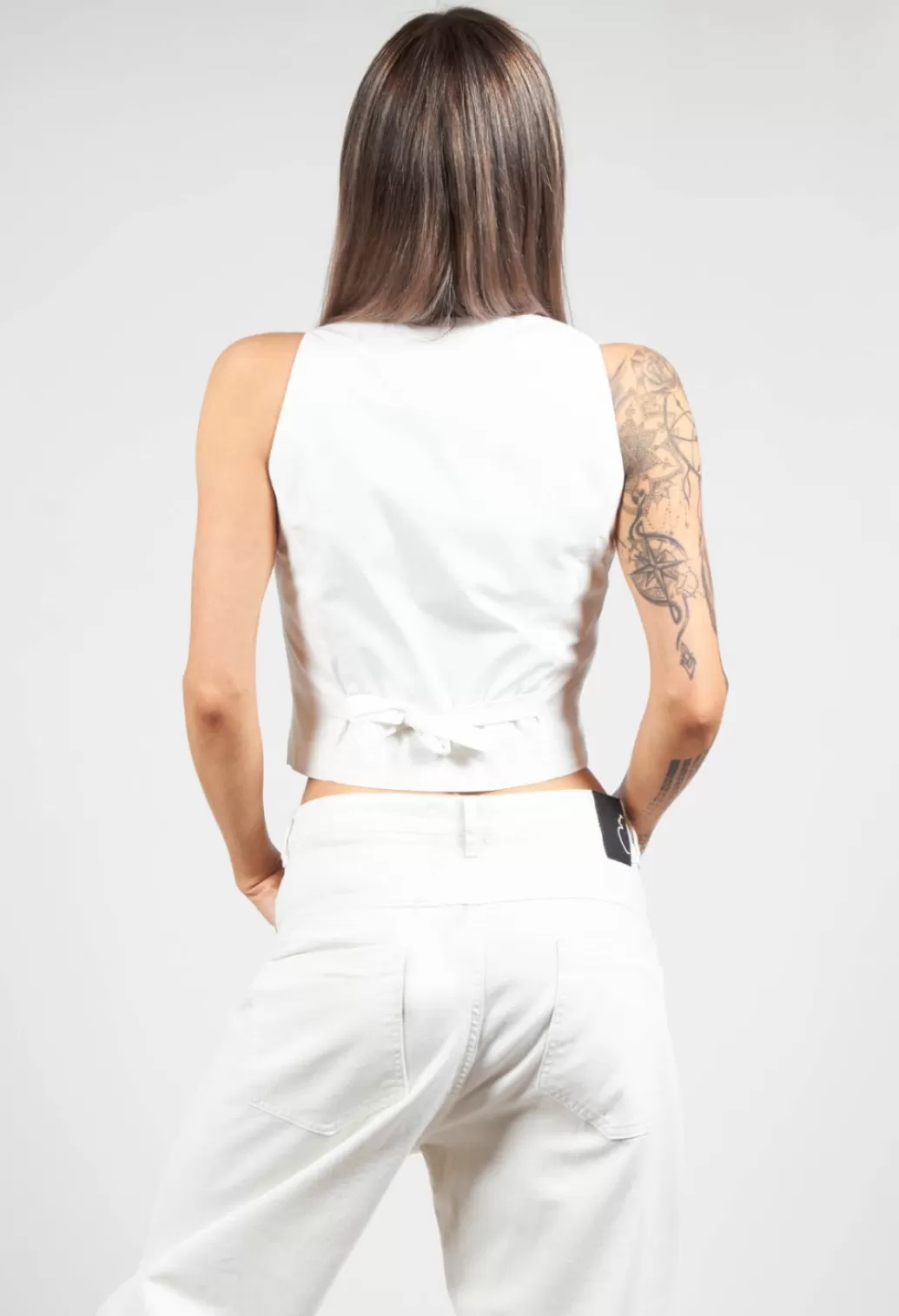 Jackets^Nostra Santissima Waistcoat With Faux Front Pockets In White With Black Stripes